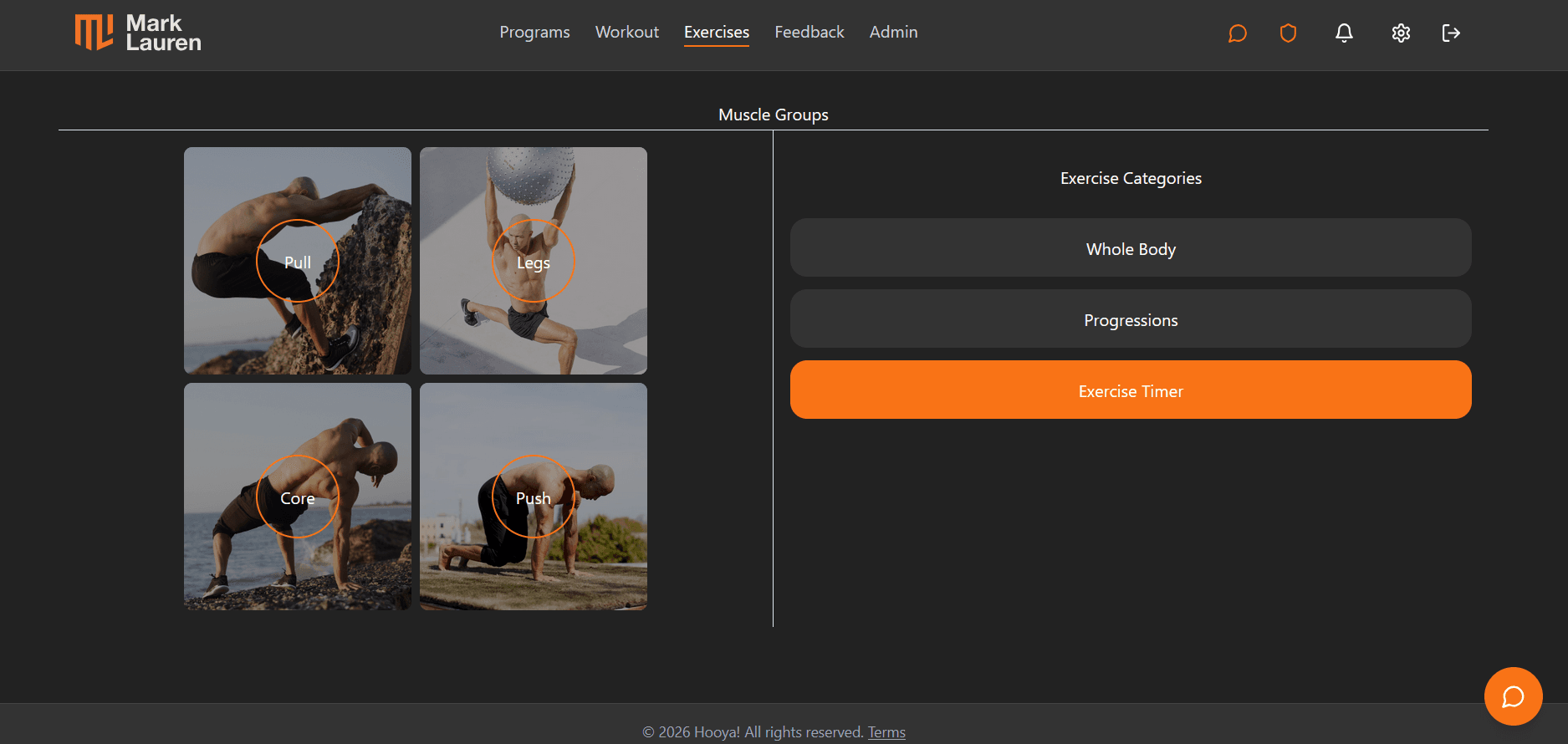 Hooya! exercise category library
