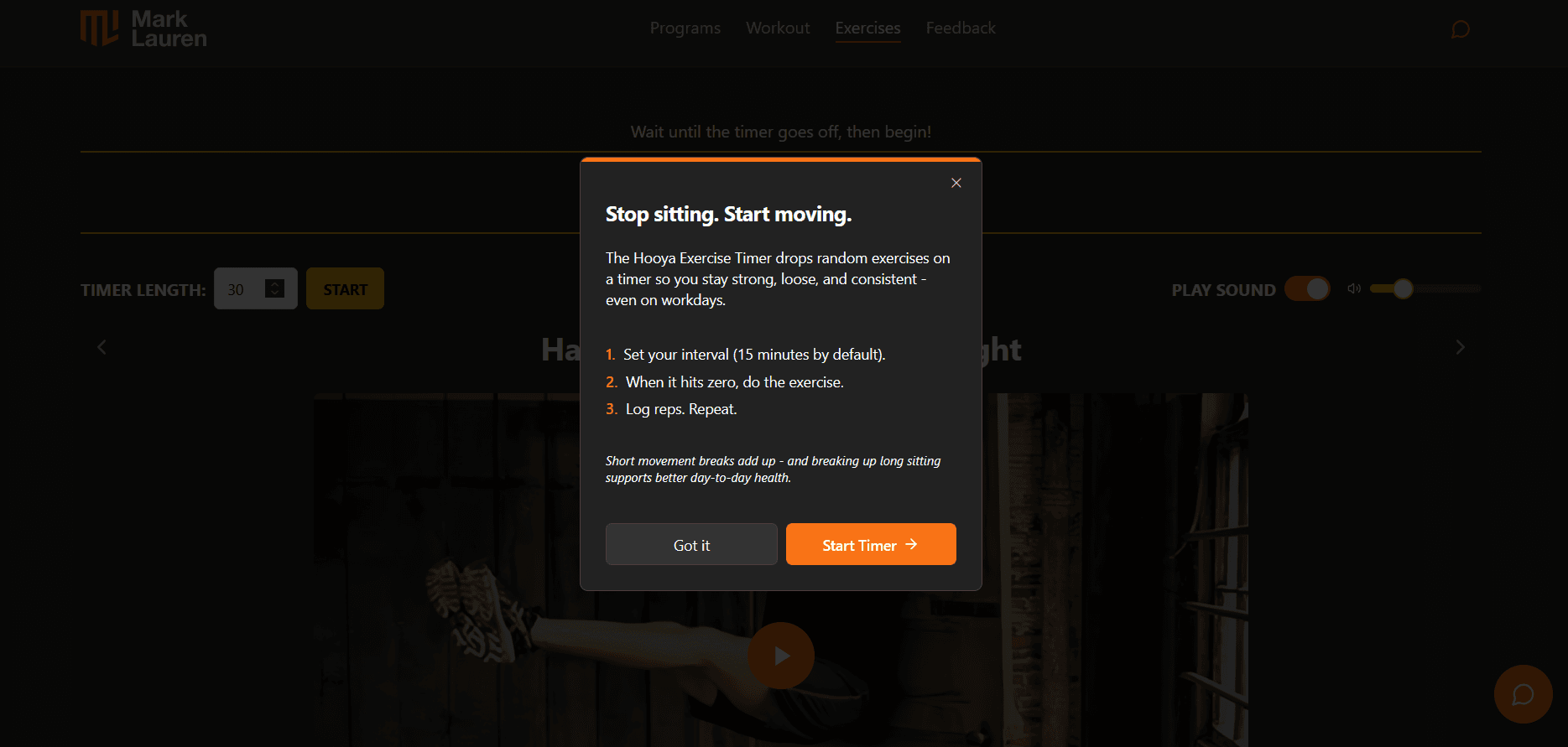 Hooya! exercise timer